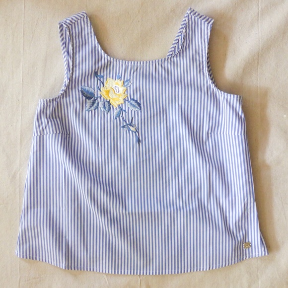 NWT Miss Bluemarine Girls 12 Shell with Yellow Rose Embroidery - Picture 1 of 16